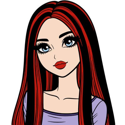 realistic girl with straight and long hair