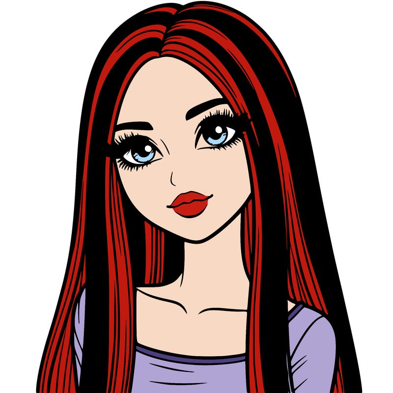 realistic girl with straight and long hair