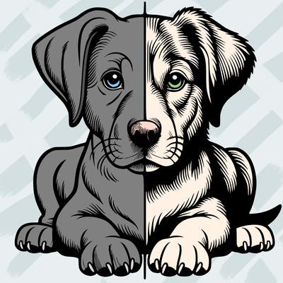 realistic dog split picture