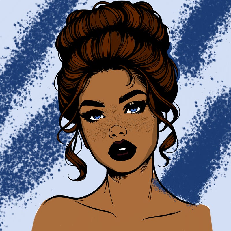 realistic girl wearing a 90s style up due and have full lips