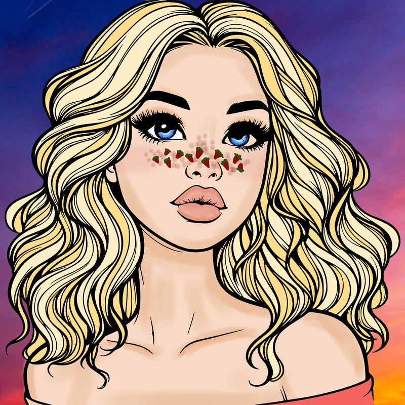 realistic girl with wavy hair and lips