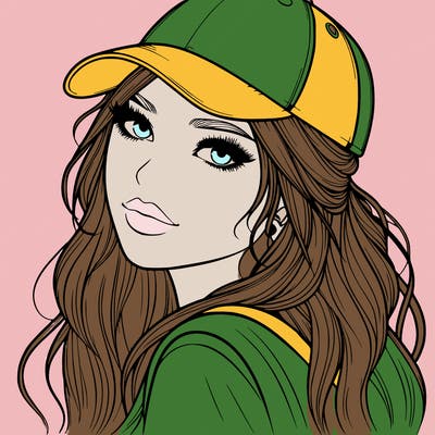 realistic beautiful girl with backward cap