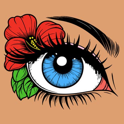 realistic eye with flower