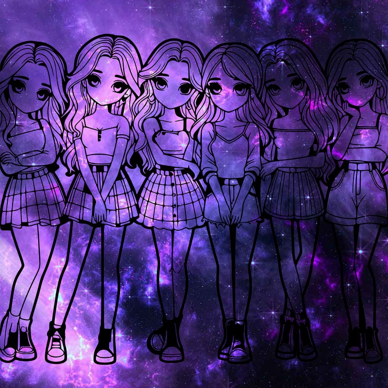 a group of girls realistic