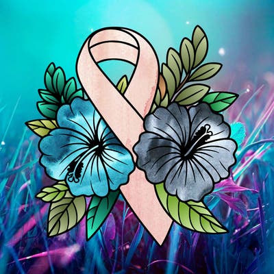 breast cancer awareness with hibiscus flowers