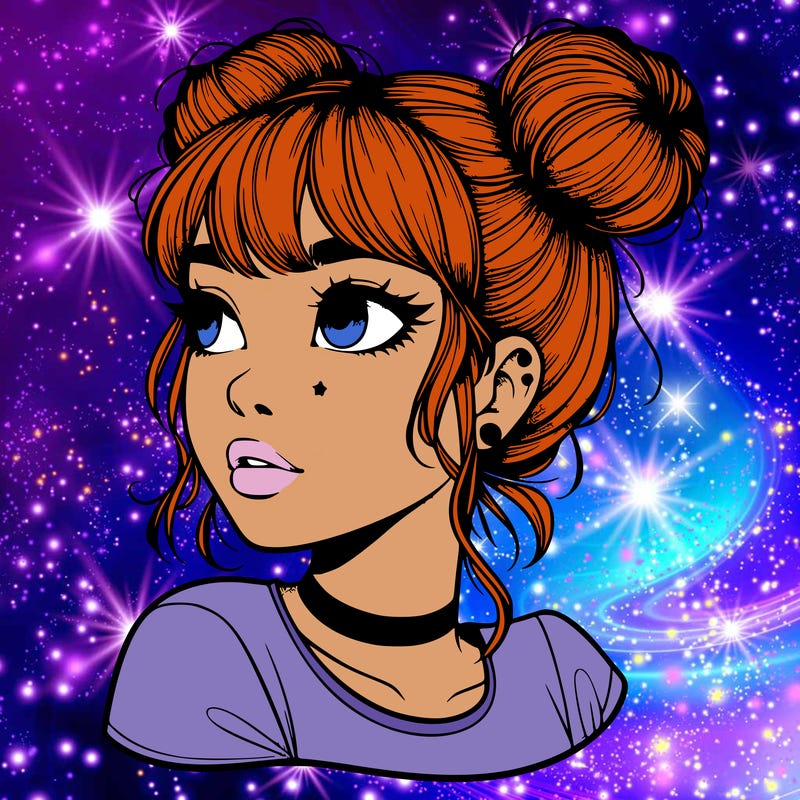 realistic girl with spacebuns