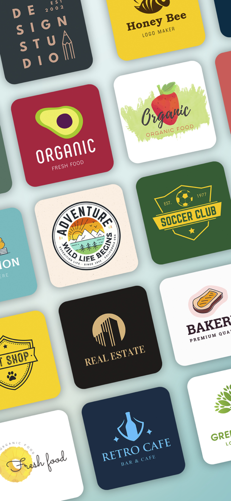 Logo Maker - Logo Design Shop - A grid of professional logo design templates for various business categories