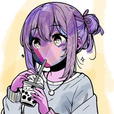 manga character drinking boba