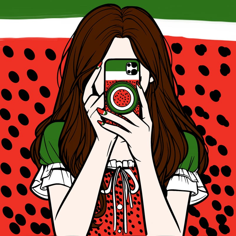 a realistic girl holding her phone taking pictures