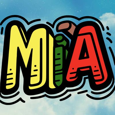bold letters that spell mia