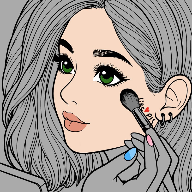 a realistic girl doing her makeup