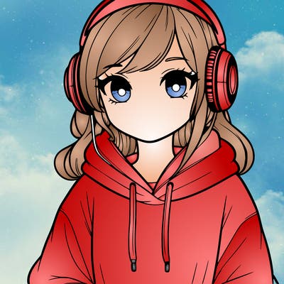 girl with headphones qnd a hoodie