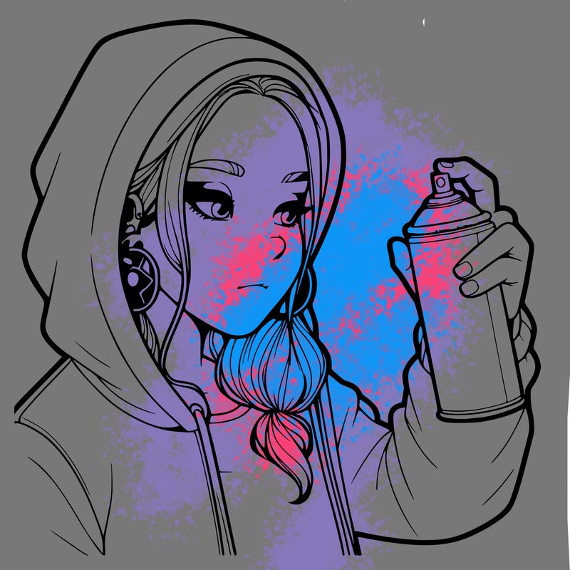 a realistic girl, spray painting