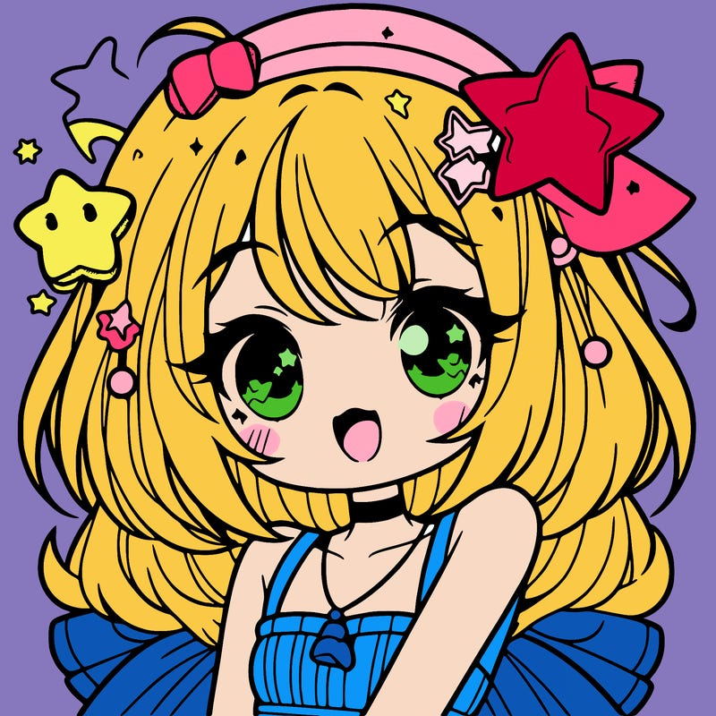 cute anime girl with star accessories