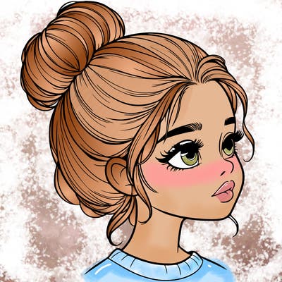 realistic girl with bun