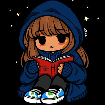 girl in oversized hoodie reading a book