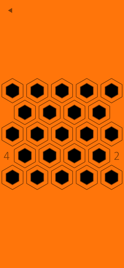 Um nível de quebra-cabeça lógico hexagonal minimalista no jogo mobile orange