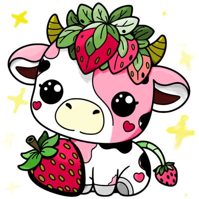cute strawberry cow