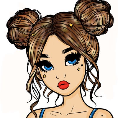 realistic girl with space buns