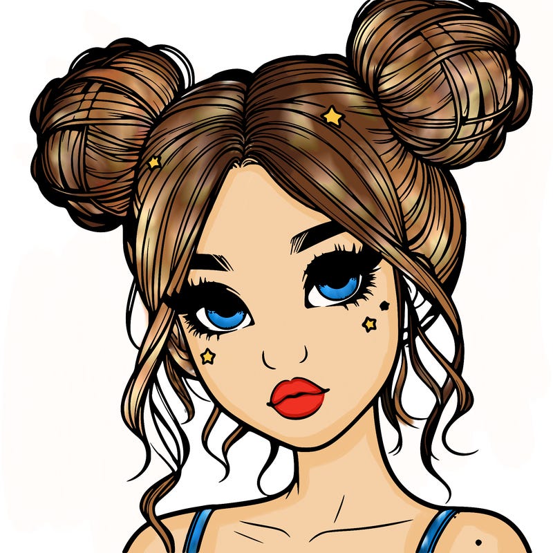 realistic girl with space buns