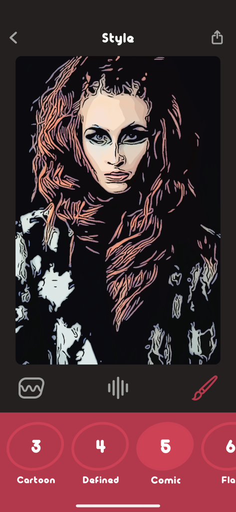 사진 애니메이션을 위한 예술적인 만화 및 만화 필터를 표시하는 Animatix 앱 화면