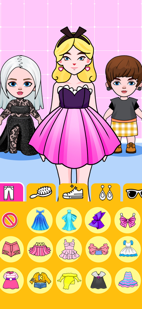 DIY Paper Doll: Sweet Dress Up - Tres personajes de muñecas de papel en un juego de vestir con varias opciones de ropa y accesorios