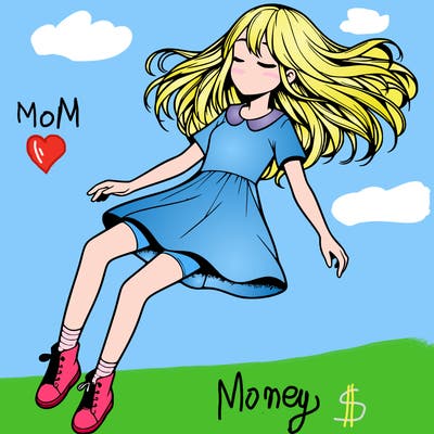 realistic girl floating