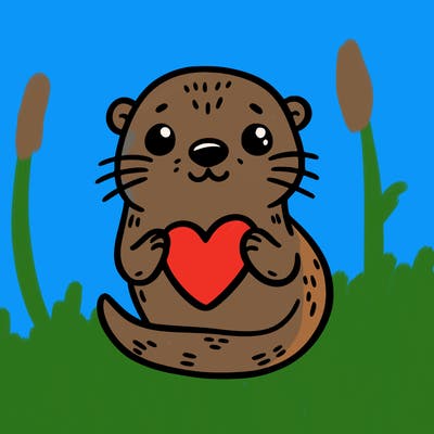 otter with a heart