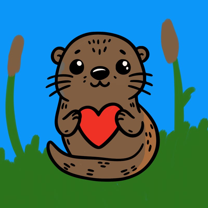 otter with a heart