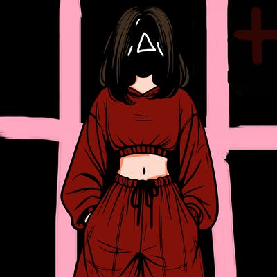 realistic girl faceless with baggy pants and a crop top