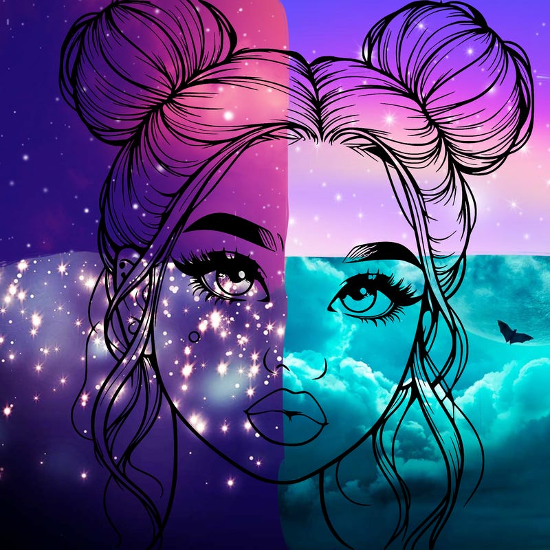 realistic girl with two buns on her hair and lips