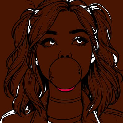 realististic girl blowing bubble -gum