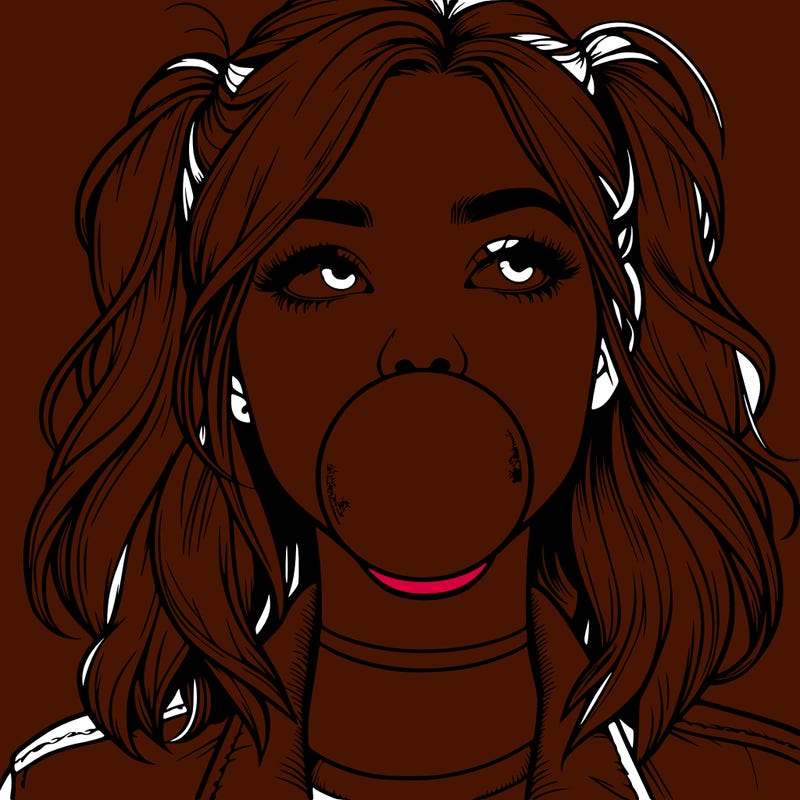 realististic girl blowing bubble -gum