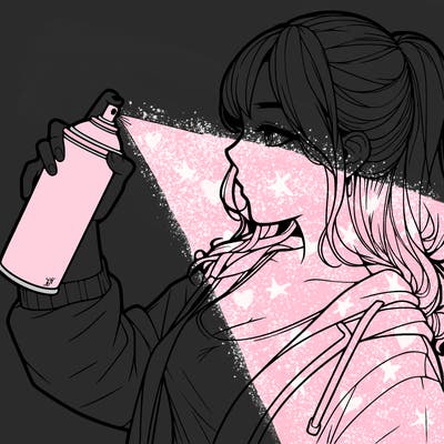 a realistic girl spray, painting