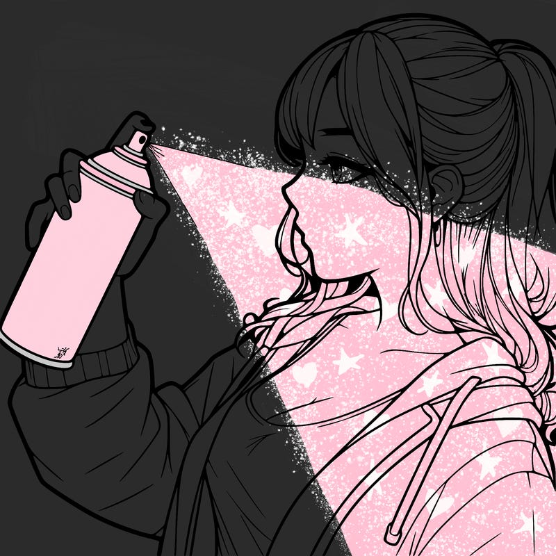 a realistic girl spray, painting