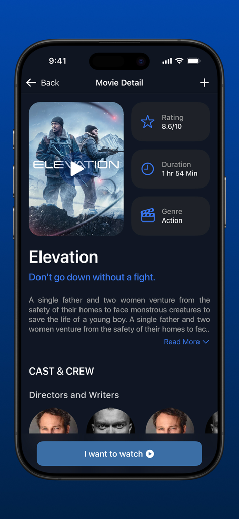 Mags TV - Mags TV movie detail page for the film Elevation showing rating duration genre and cast