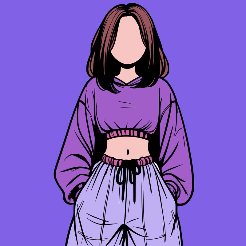 realistic girl faceless with baggy pants and a crop top