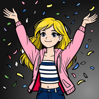 a teenage girl throwing confetti in the air