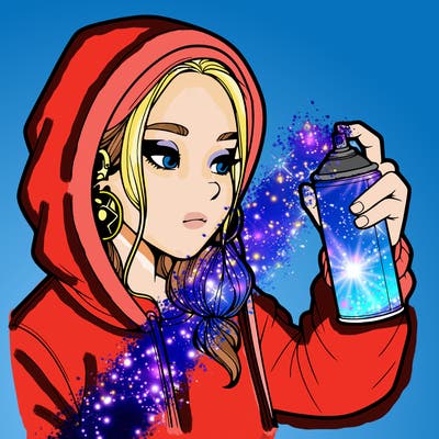 a realistic girl, spray painting