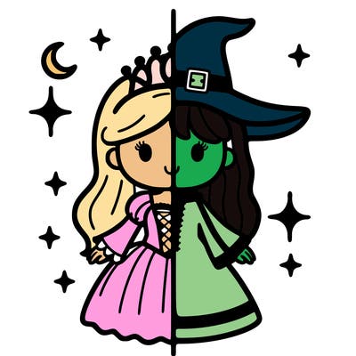 split princess and witch