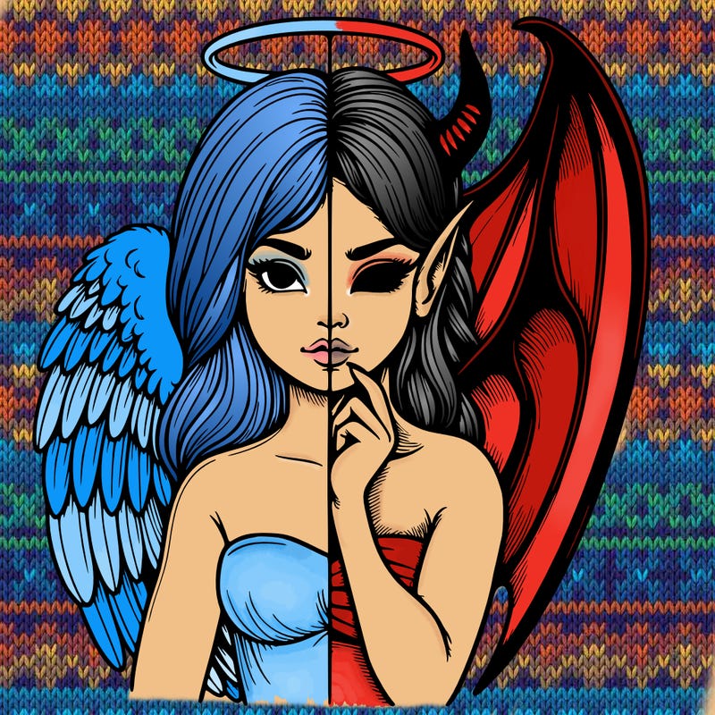 realistic angel half demon