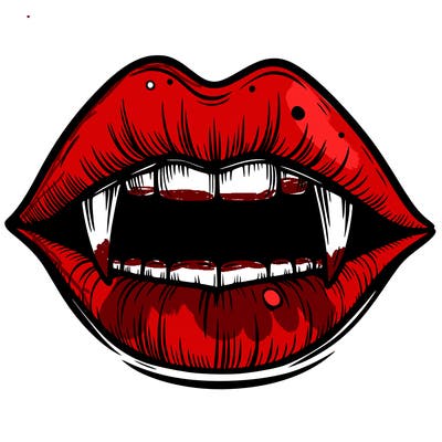 lips with vampire teeth