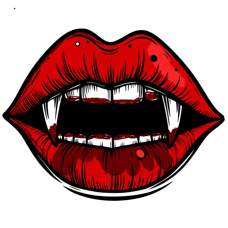lips with vampire teeth