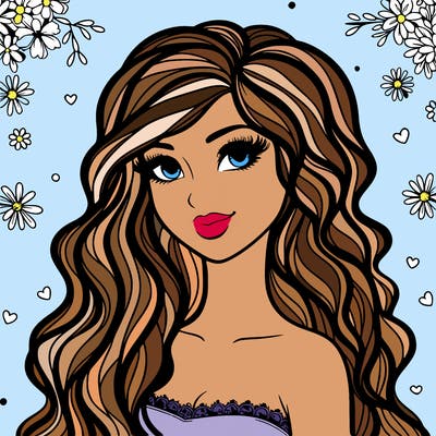 pretty woman with long wavy hair