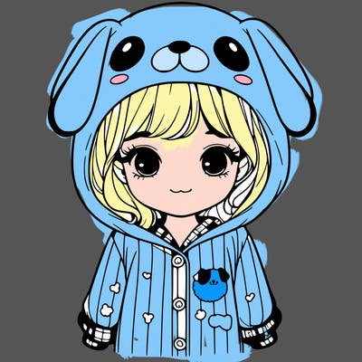 realistic girl in dog pjs