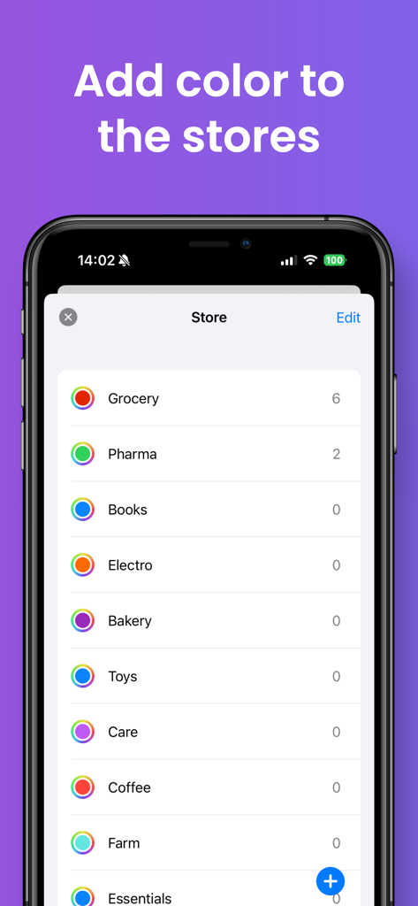 Shopping List by Store - カスタムカラーマーカー付きの店舗リストを表示する買い物リストアプリ