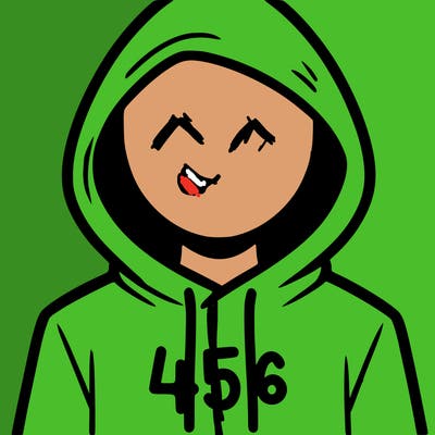 a person with non face waering a hoodie with a 456 symbol