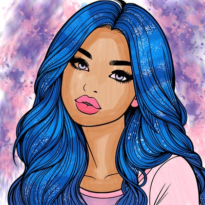 realistic girl with hair on her hair and lips
