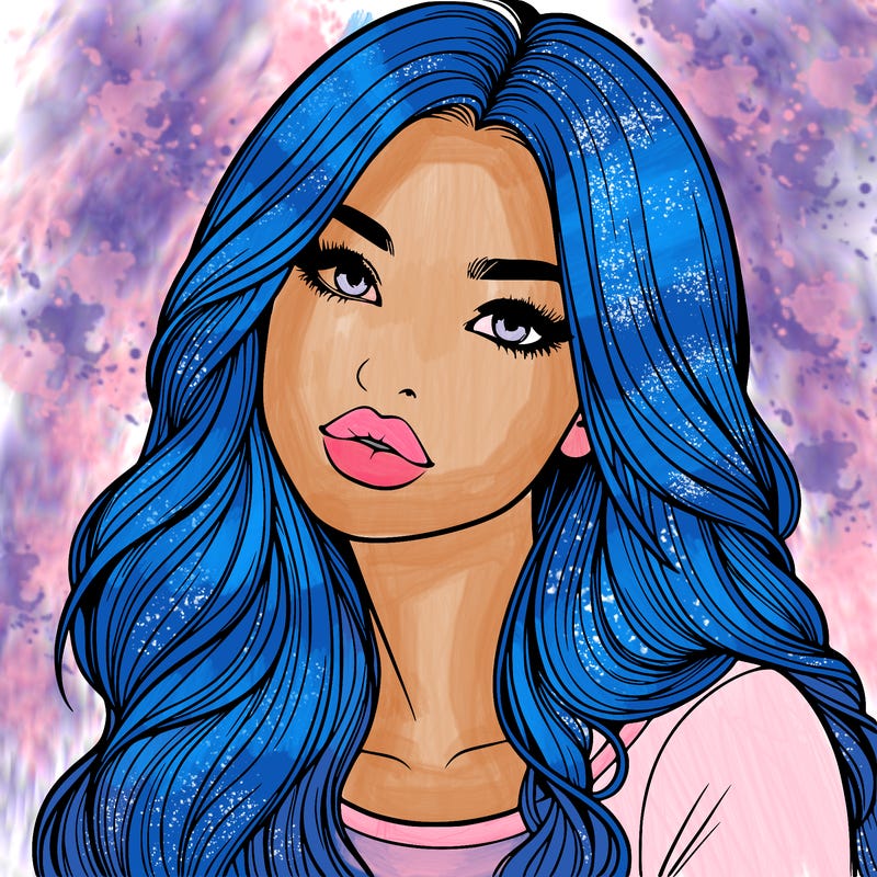 realistic girl with hair on her hair and lips