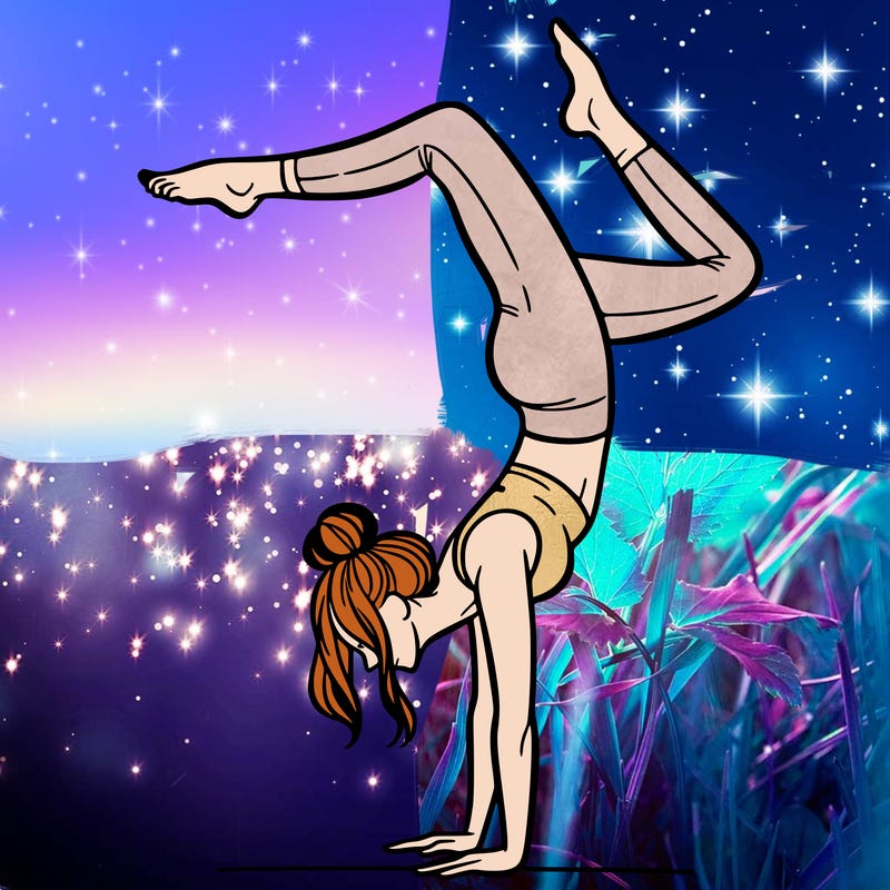 a woman doing a handstand